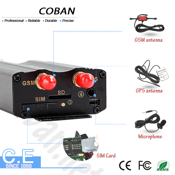 Coban Best Seller Vehicle Tracking System GPS Device Tk 103 with One Year Free Software