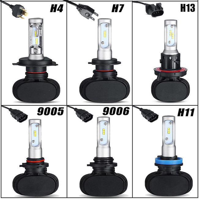 S1 H4 6500k 50W LED Car Headlight Bulbs Fanless Auto Styling 8000lm LED Fog Lamp for Audi BMW Toyota Nissan Honda