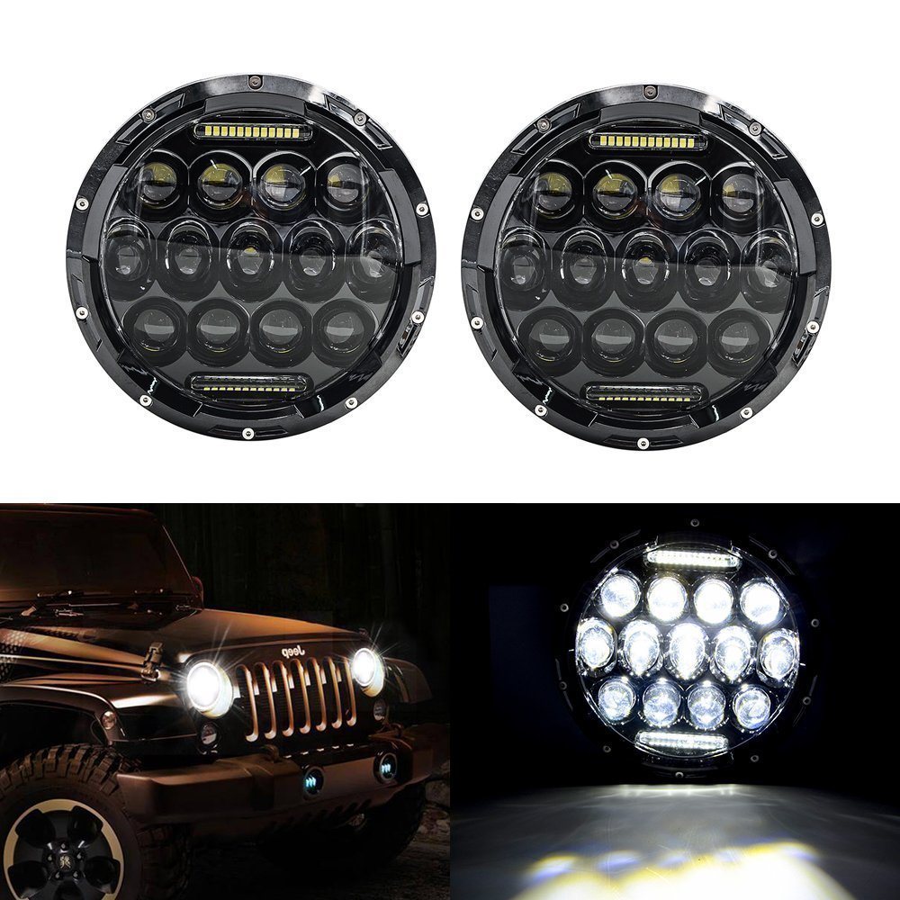 78W High Power LED Headlight with DRL for Jeep, Waterproof 7