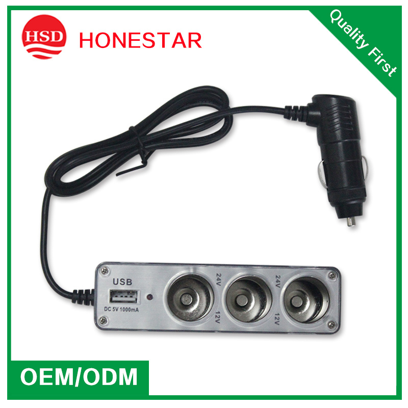 12V Car Cigarette Lighter Socket with 2.1A USB Charging Port