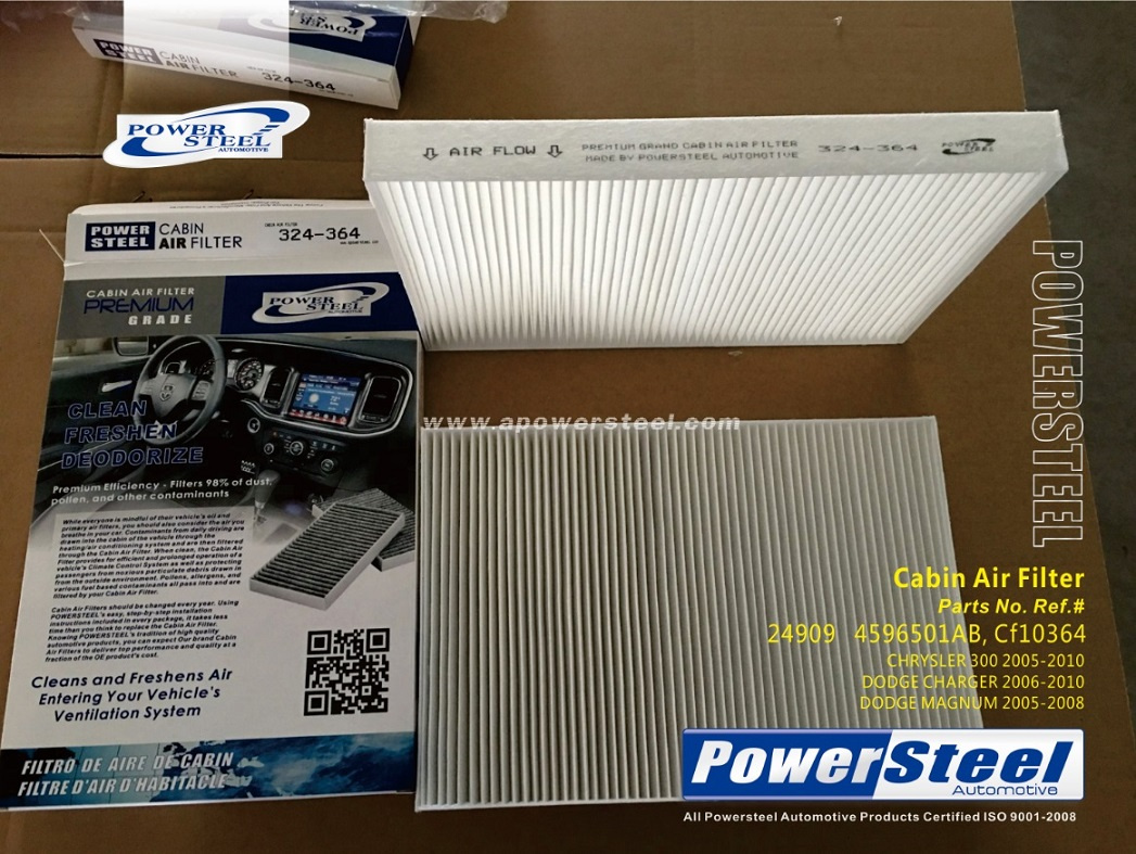 24909 4596501ab, CF10364 Cabin Air Filter Powersteel; Chrysler	300	2005-2010dodge	Charger	2006-2010dodge	Magnum	2005-2008