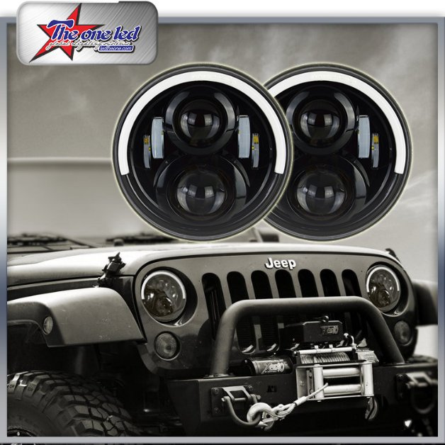 Cheapest Price DOT SAE Half Side Halo Ring LED Headlight 7