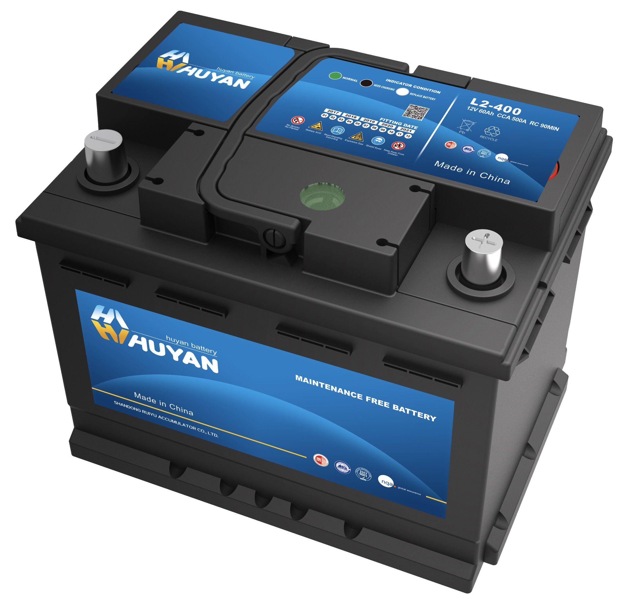 L2-400 12V 60ah DIN Standard Mf Lead Acid Starter Car/Auto/Bus/Truck Battery (DIN60)