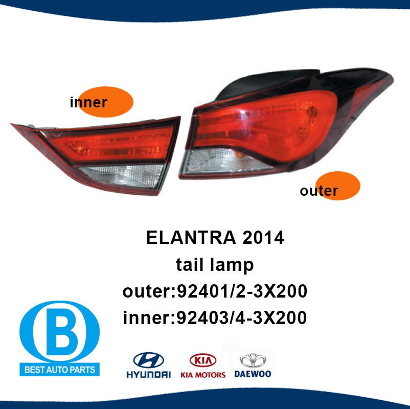 Taillight Manufacturer 92401-3X200 92402-3X200 for Hyundai Elantra 2014 