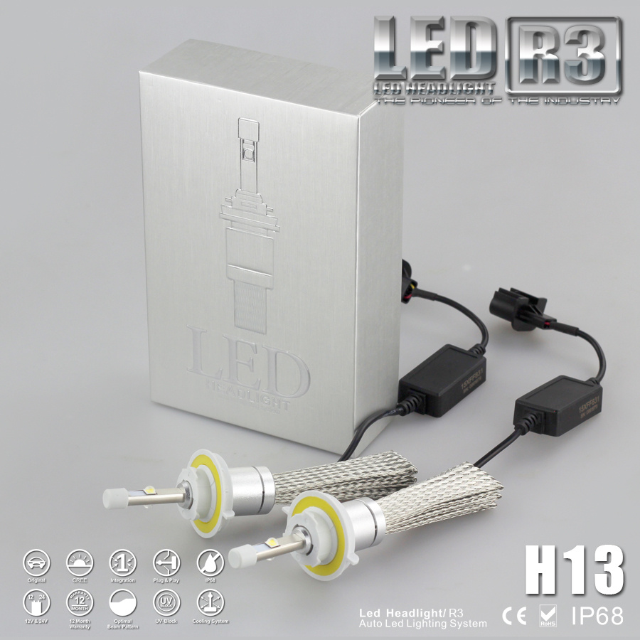2017 The Most Bright 4800lm LED Bulbs for Car LED Headlight R3 H13 6000k 40W Auto LED Headlight