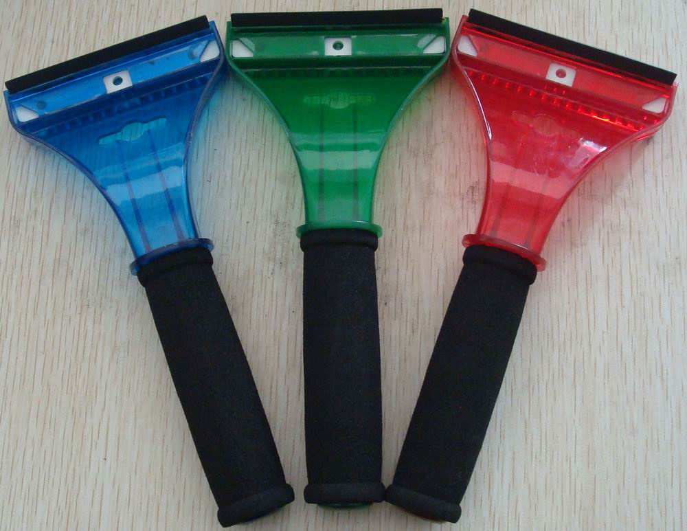 Plastic Dual Purpose Transparent Handy Ice Scraper