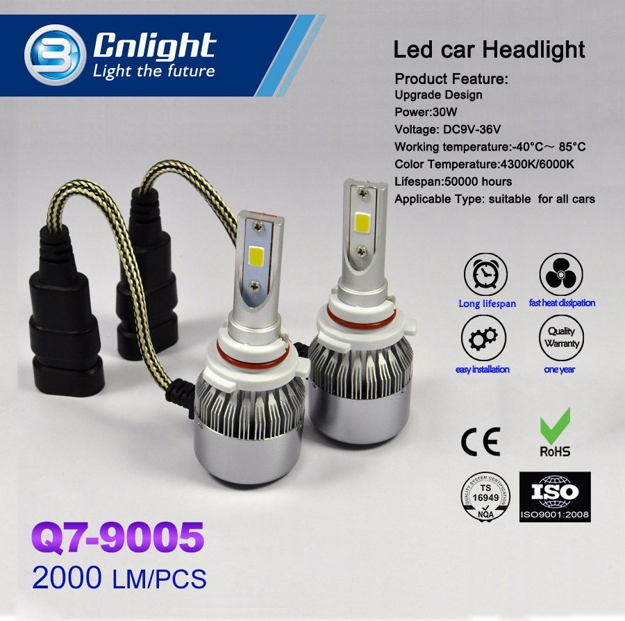 3000K-6500K H1, H3, H4, H7, H11, 9005, 9006, 9012 Wholesale LED Car Auto Light with Cooling Fun for Car LED Headlight