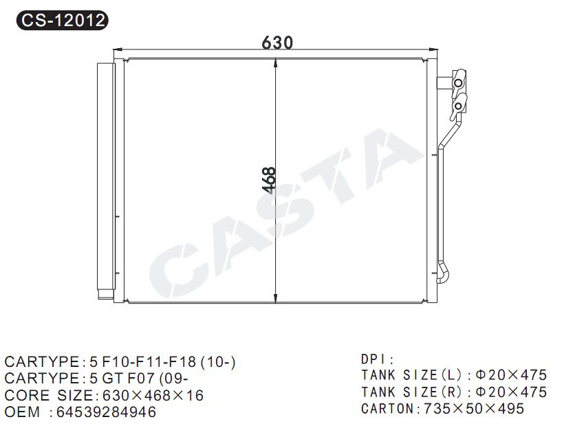 OEM: 64539284946 for BMW Condenser for 5f10-F11-F18 (10-)