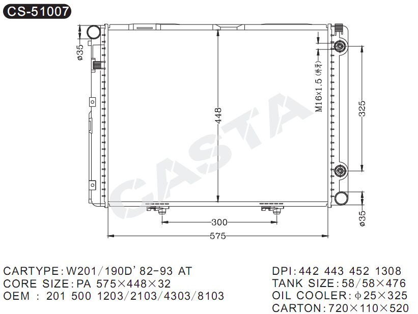 Promotional aluminum auto radiator for Benz W201/190d 82-93 at