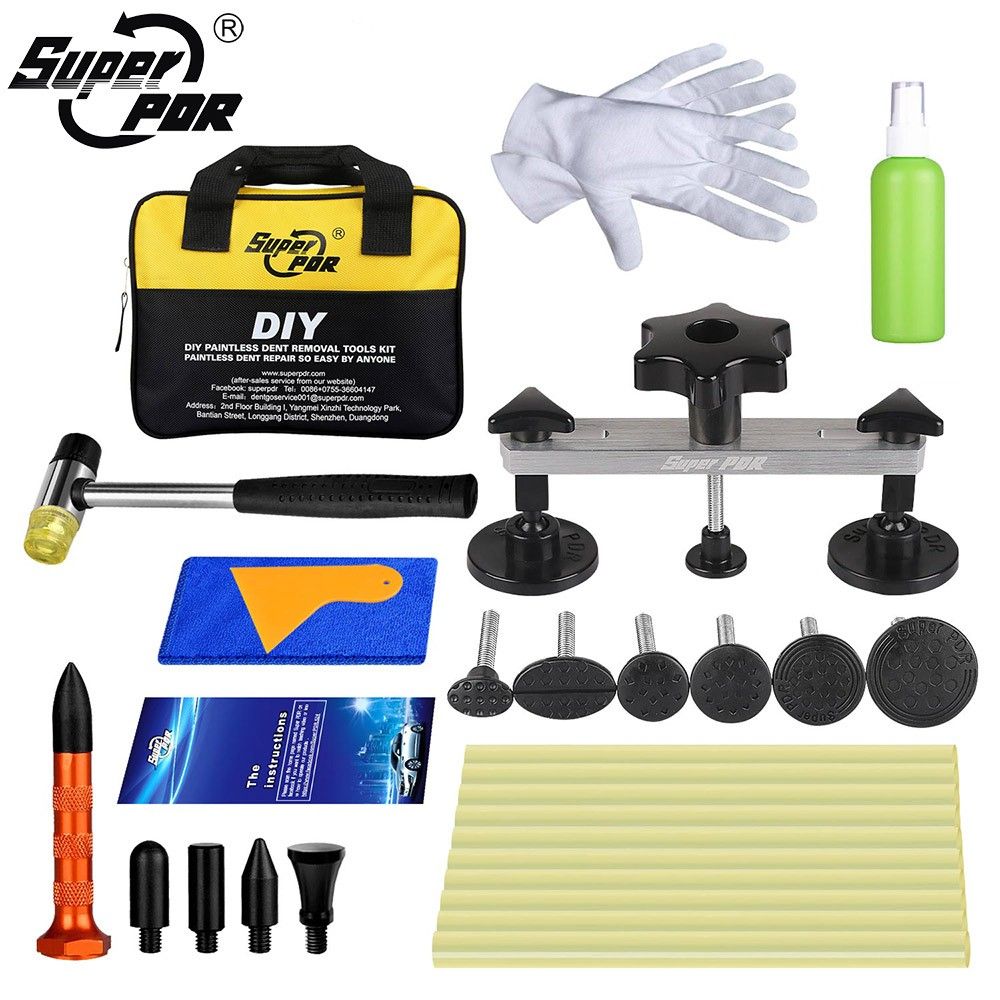 Super Pdr Auto Body Dent Removal Tools Kit LED Reflect Light Board Dent Lifter Bridge Puller Set for Car
