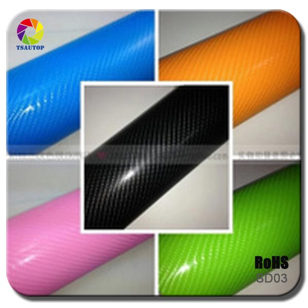 Tsautop 4D Carbon Fiber Vinyl Car Sticker with Air Free Bubbles