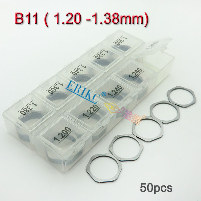 Erikc B11 Common Rail Injector Shims and Gasket Kit, Fuel Injector Adjustment Standard Sealing Washer Size 1.20--1.38mm