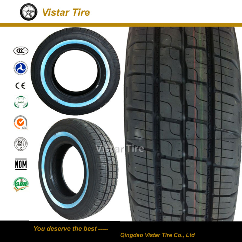 Commercial Light Truck Tire with Whitewall (185R14, 195R14, 225/70R15C)