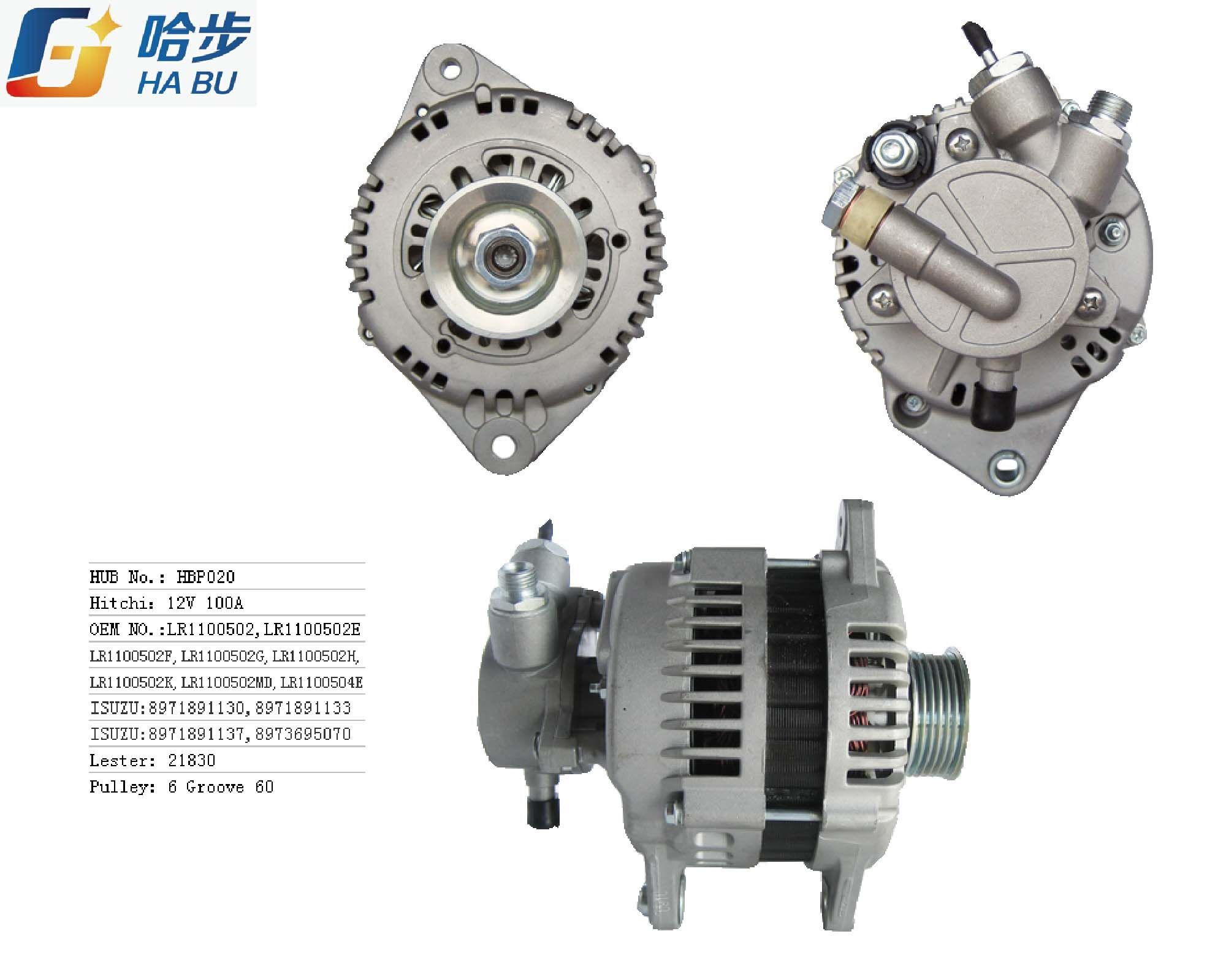 Auto/Car Alternator with Pump, 12V 100A, Hitachi Lr1100-508, Lr1100-508f