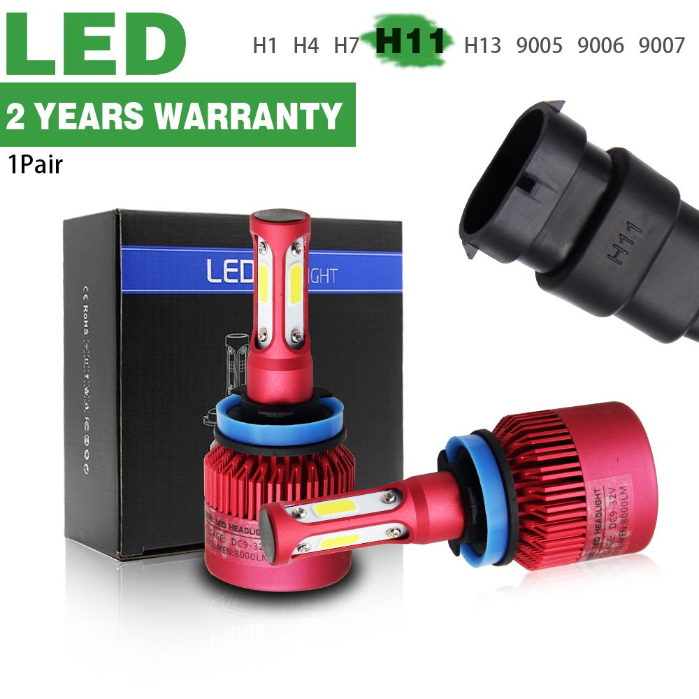 Black Red Golden Blue COB 360 Lighting Super Bright Car LED Headlight