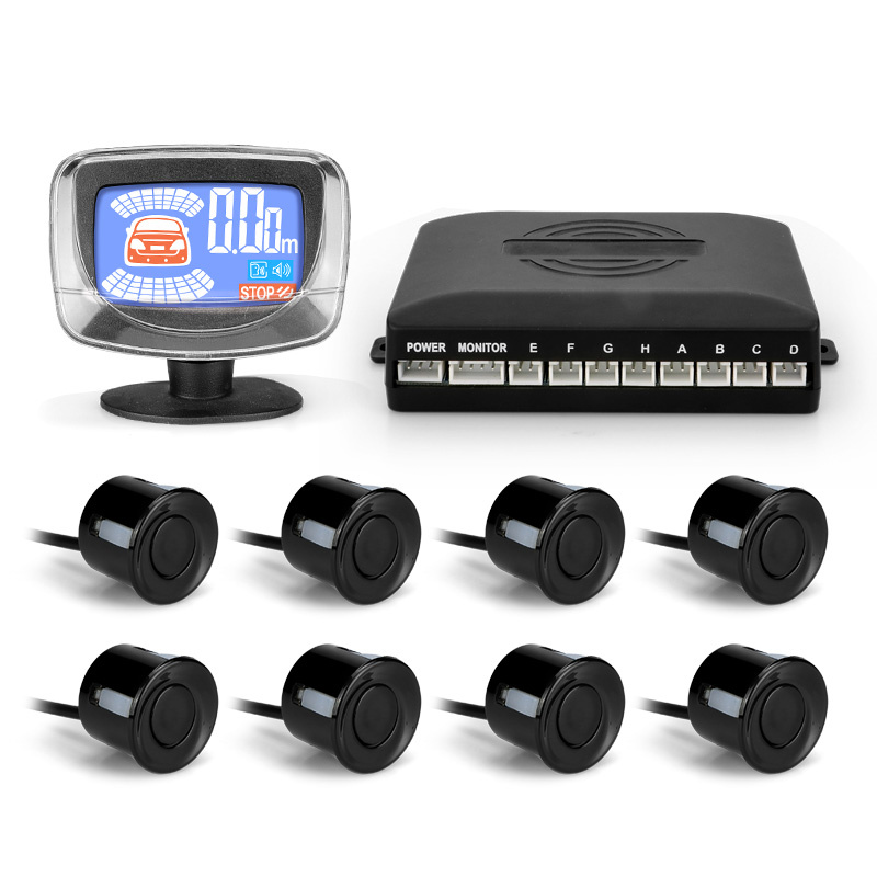 2018 New Front & Back Parking Sensor with 8 LCD Bars and Visual & Audible Warning for Car Parking