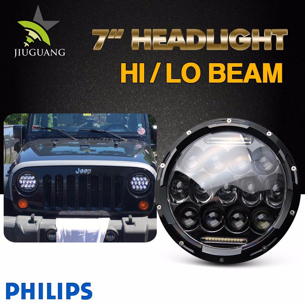 High Power 75W 7 Inch Round LED Headlight for Offroad