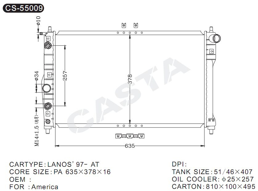 Auto Spare Parts Engine Radiator for Daewoo Lanos'97- (FOR: America)