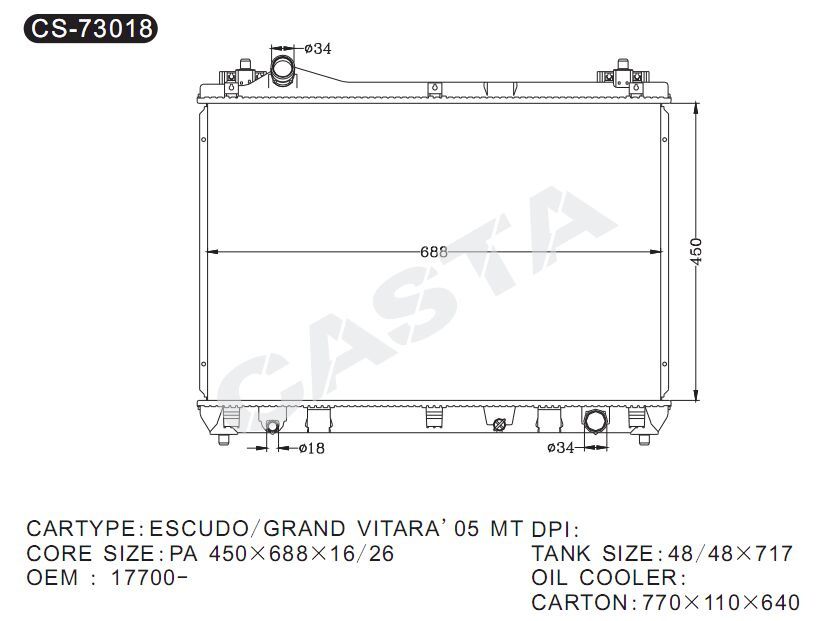 Excellent Quality Aluminum Suzuki Radiator for Escudo/Grand Vitara'05mt