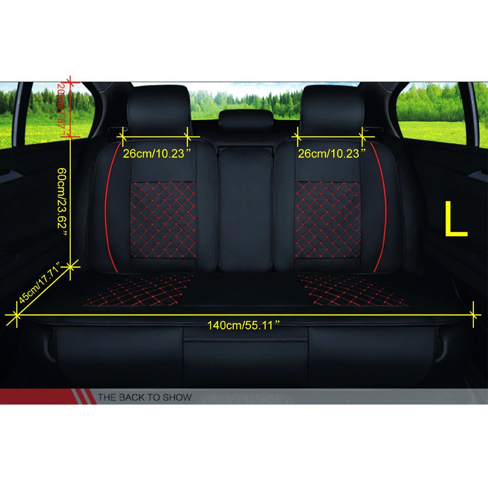 Black/Red 7PC Car SUV Seat Cover PU Leather 5-Seats Front+Rear Cushion & Pillows