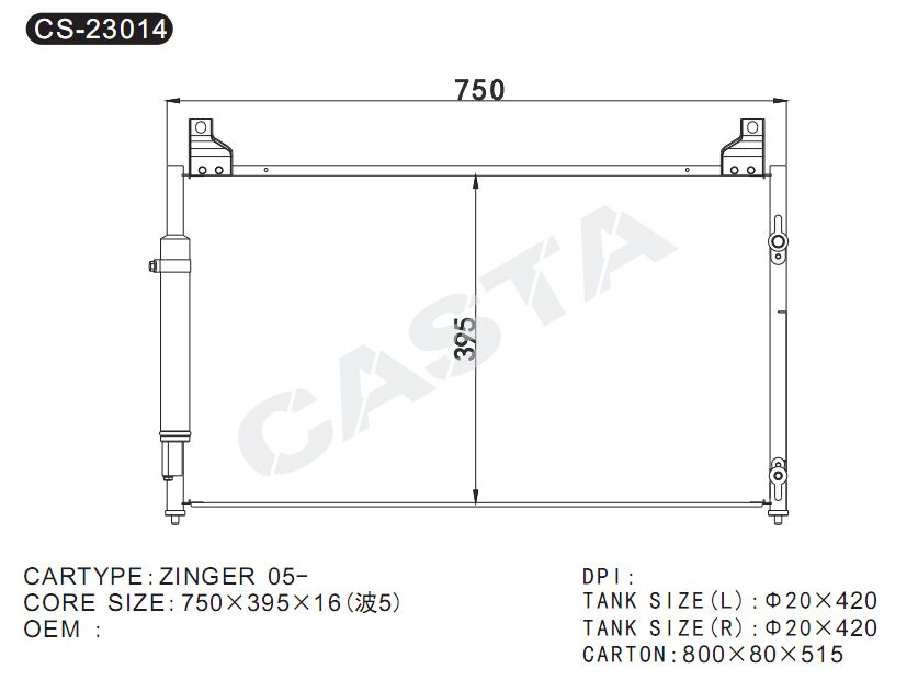 Condenser for Mitsubishi Zinger (05-)