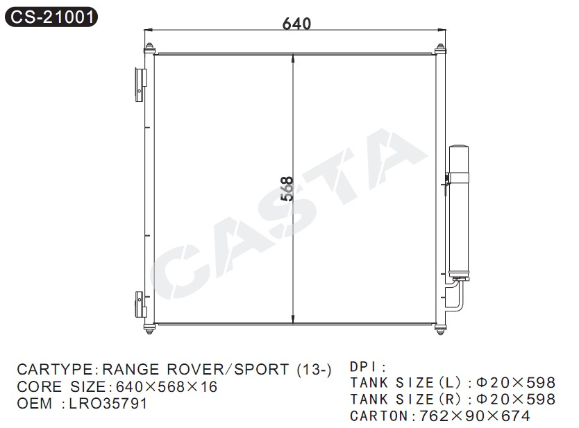 Auto Condenser for Land Rover Range Rover /Sport (13-) OEM: Lro35791