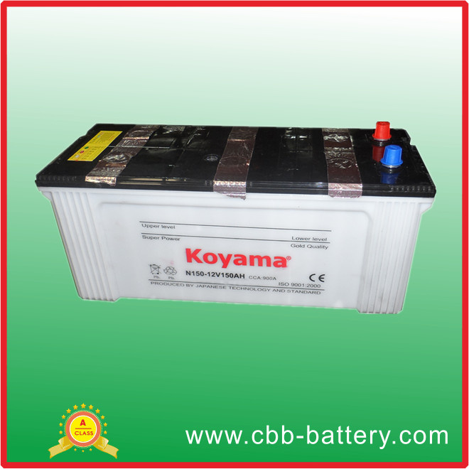 Hot Sell 12V 150ah Dry Charged Car Battery JIS Standard N150 Battery