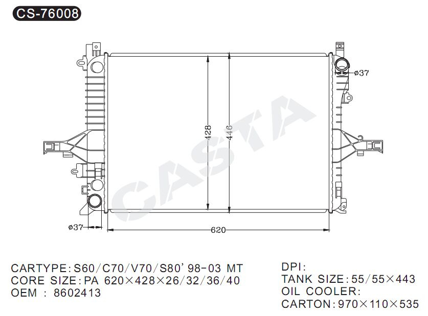 Cheap Car Radiator for Volvo S60/C70/V70/S80'98-03 Mt