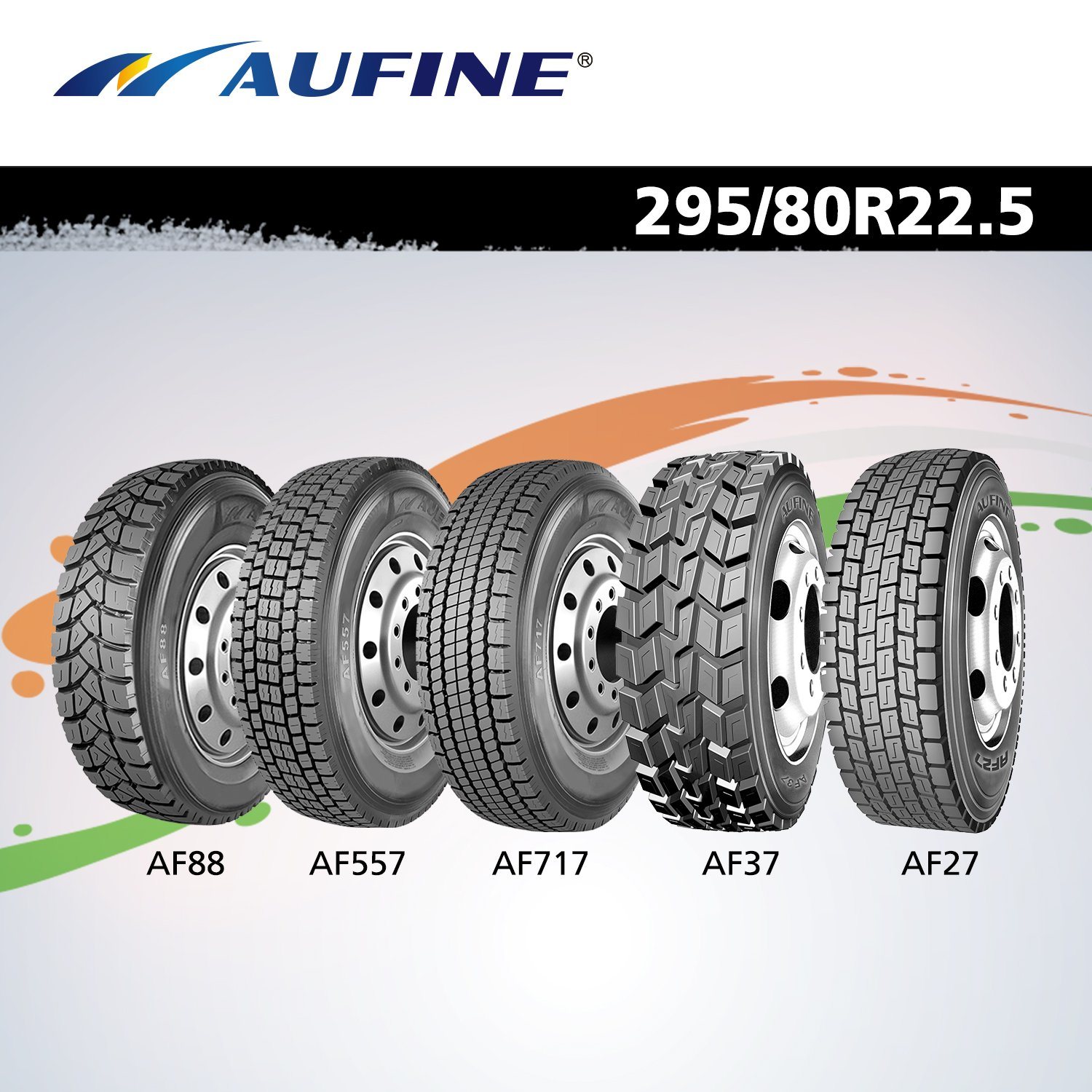 Aufine TBR Tyre with Smartway, Nom and DOT (11R22.5, 11R24.5)