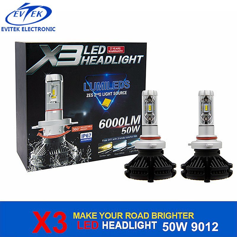 Newest Generation X3 3000lm 9012 H7 H11 H4 Car LED Headlight 6000K with Phi-Lips-Zes LED Chips