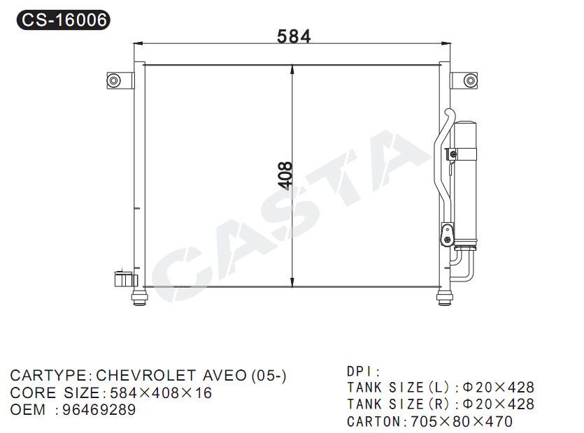 Car Condenser for Gmc Chevrolet Aveo (05-)