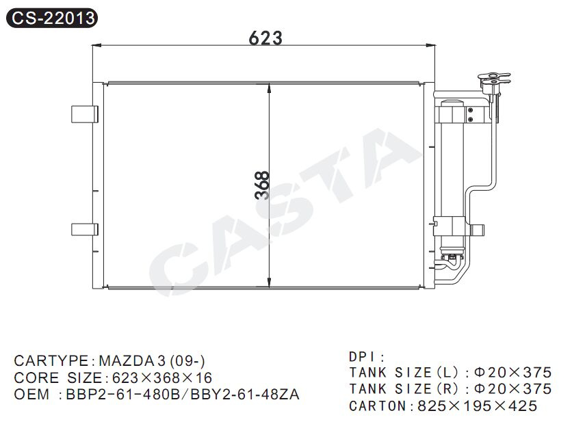 Auto parts condenser for Mazda 3 (09-)