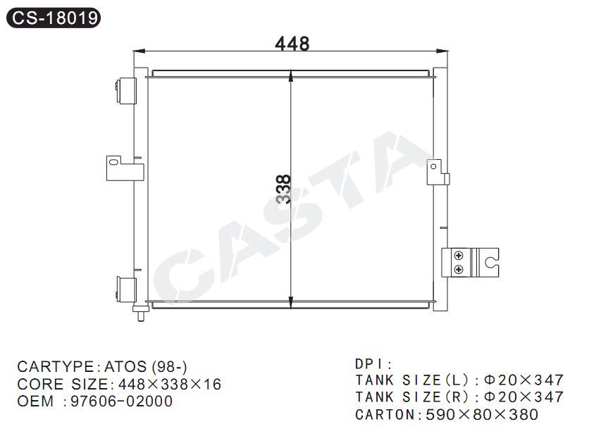 OEM: 97606-02000 Condenser For Hyundai Atos (98-)