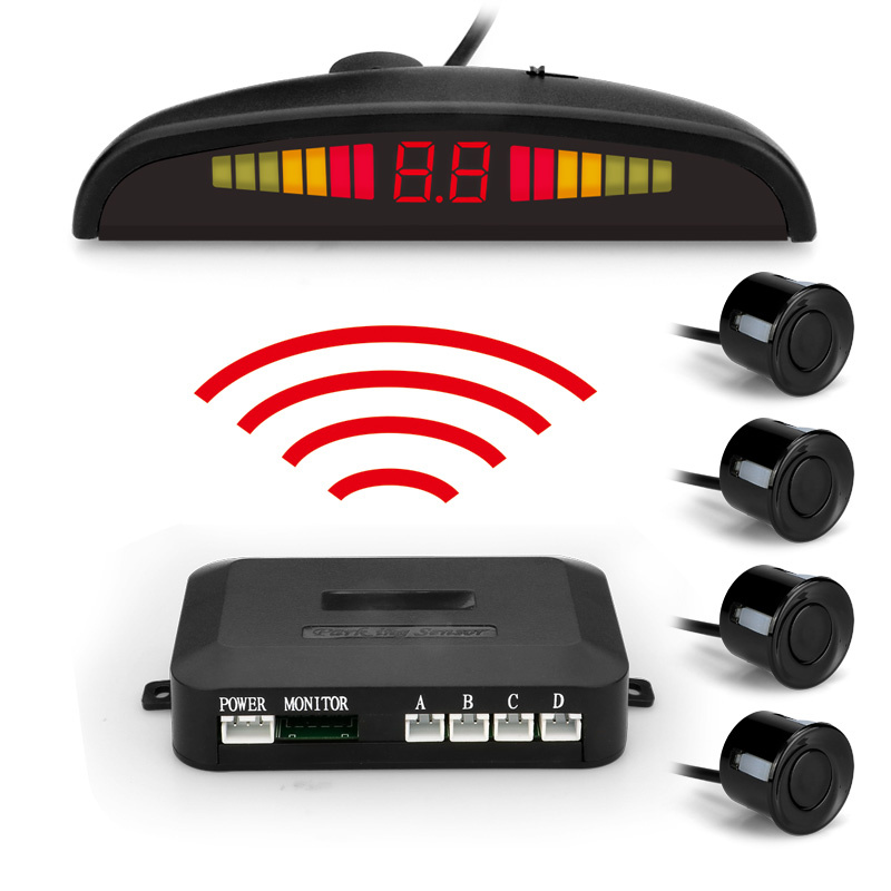 Rear Wireless Parking Sensors LED Display Car Backup Radar 4 Sensors High Sensitivity