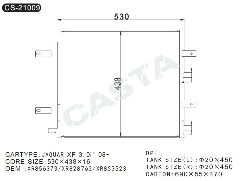 Efficient auto condenser for Jaguar Xf3.0I (08-)