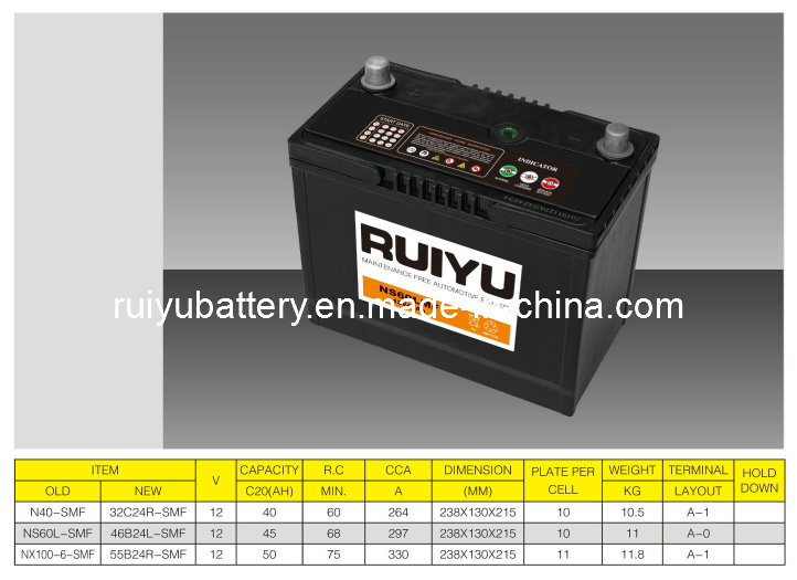 Ns60s Mf ---46b24RS Mf---12V-45ah / JIS/ Car Battery