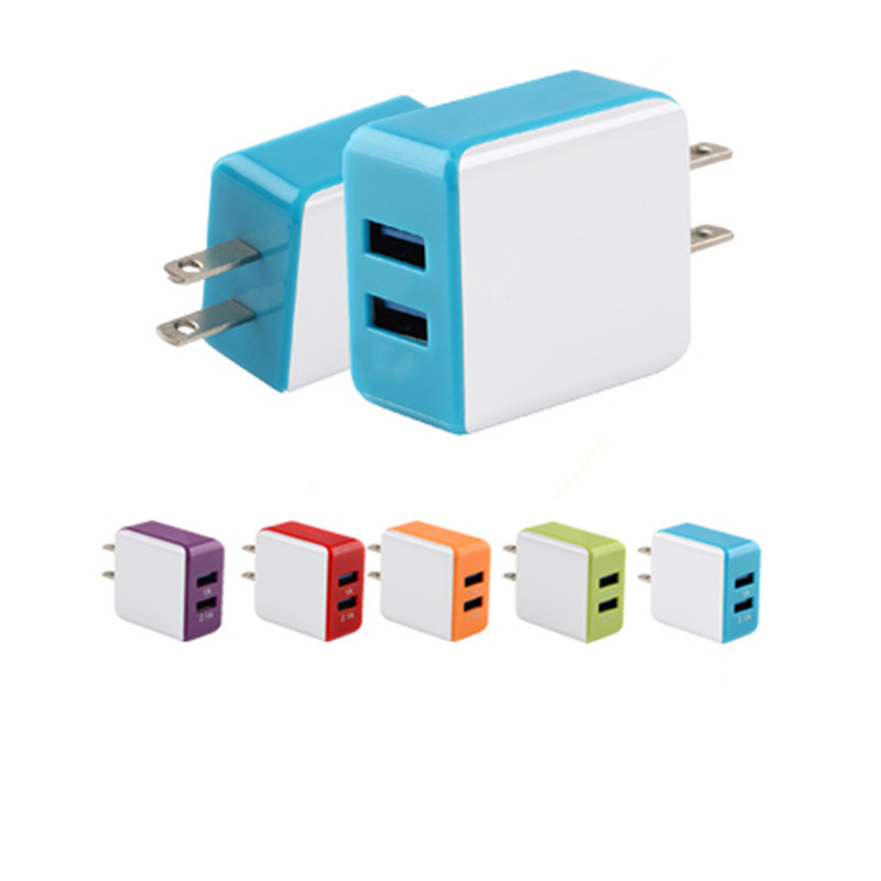 Dual USB Wall Charger with EU Au Us UK Plug for Cellphone