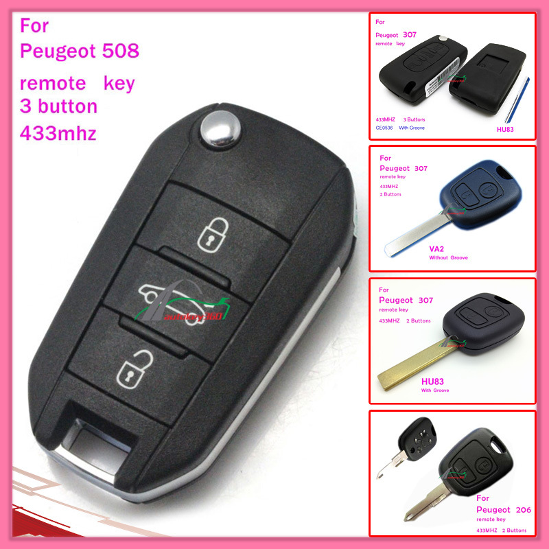 Remote Key for Auto Peugeot with 2 Button 434MHz (307 with groove)