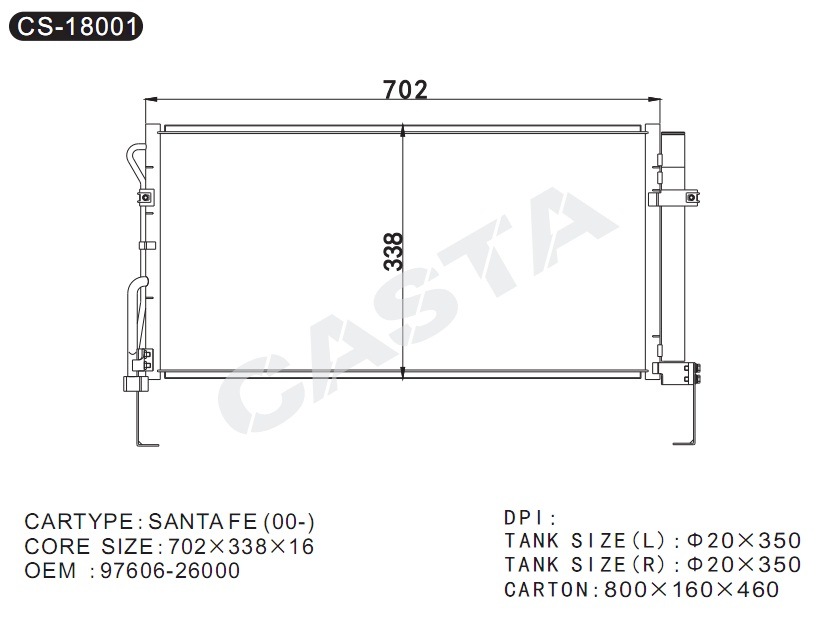 OEM: 97606-26000 condenser for Hyundai Santa Fe (00-)