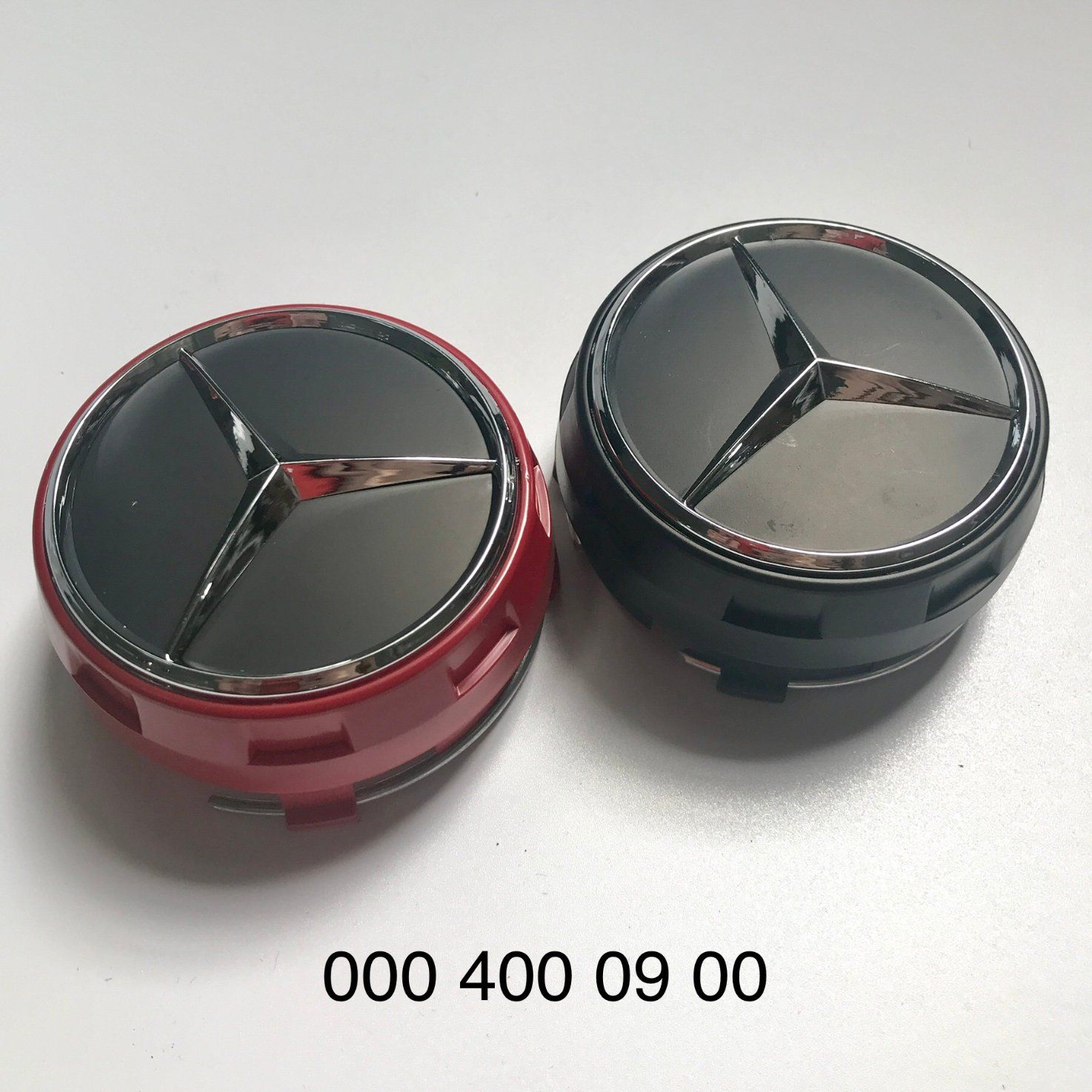 Auto Parts for Mercedes Benz Wheel Raised Center Caps Ember Red + Black Hubcaps 75mm 0004000900