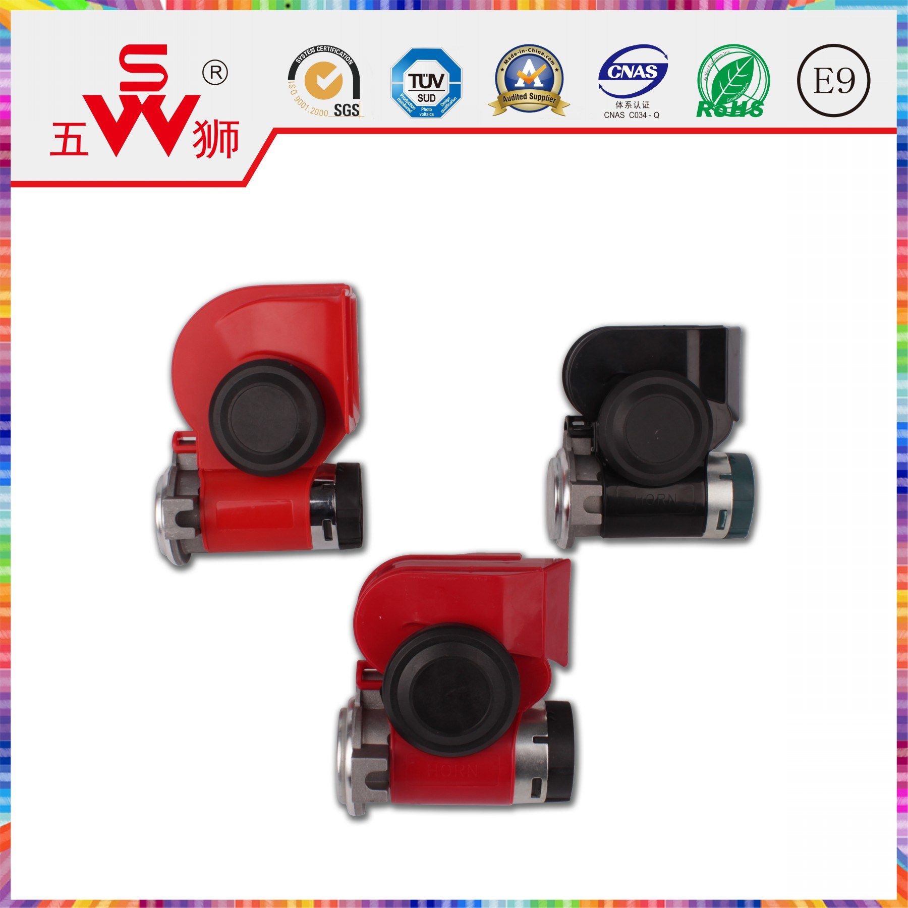 Black Red Color Auto Car Horn