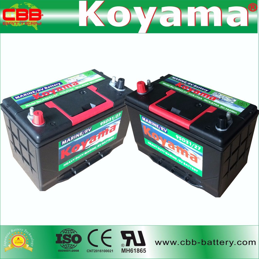 12V 80ah Maintenance Free Automotive Marine Battery Bci-27 (95D31RMF) Double Terminal
