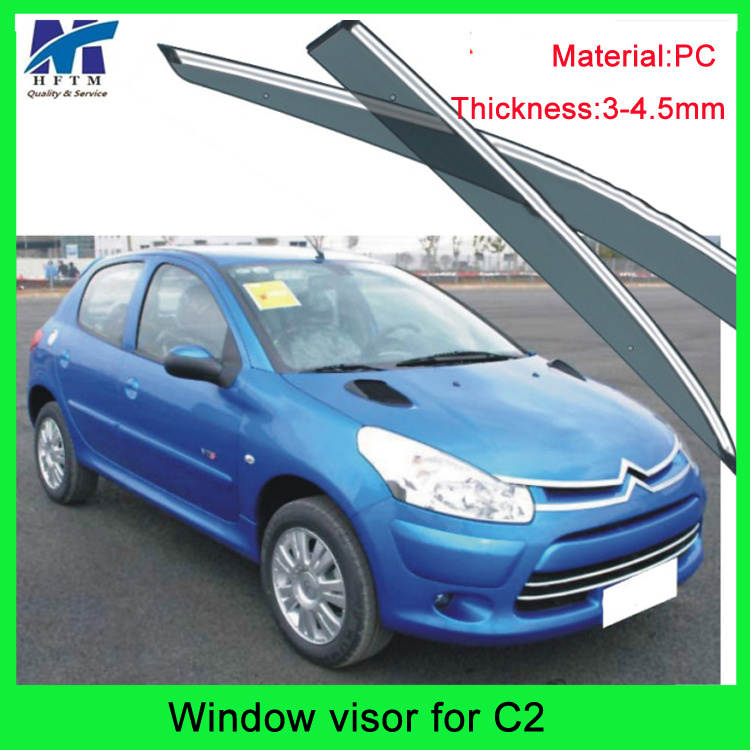 Sun Chrome Side Window Visor Vent Guards Rain for Citreon C2