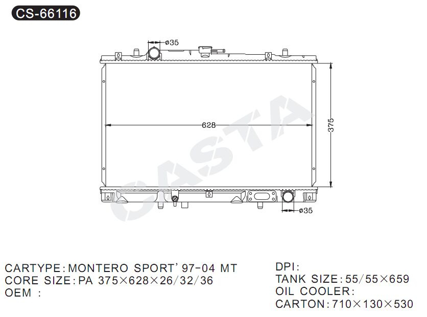 Original quality aluminum auto radiator for Montero Sport'97-04mt