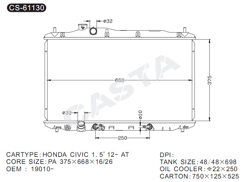 Original Quality Aluminum Auto Radiator for Honda Civic 1.5'12-at