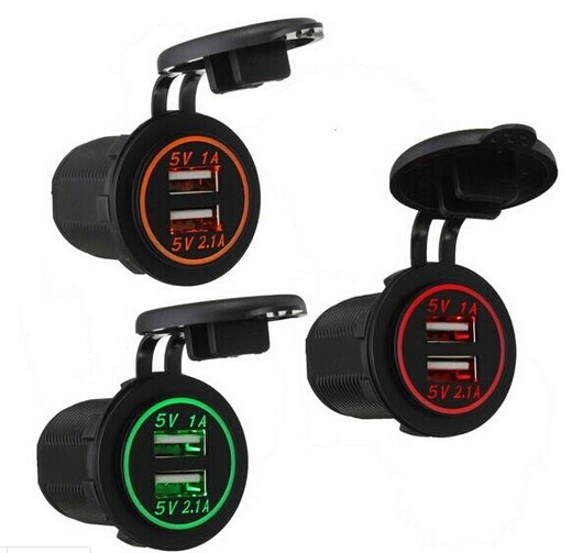 Water Resistant Power Outlet 12~24V 3.1A Dual USB Car Charger
