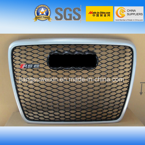 Black Logo Silver Car Front Grill Grille for Audi RS6 2005-2012