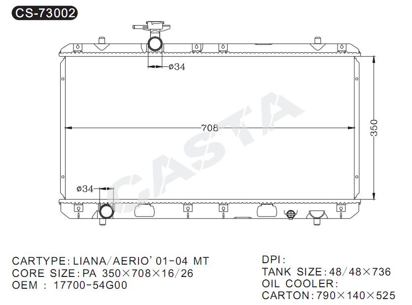 Famous Brand Aluminum Auto Radiator for Suzuki Liana/Aerio'01-04Mt