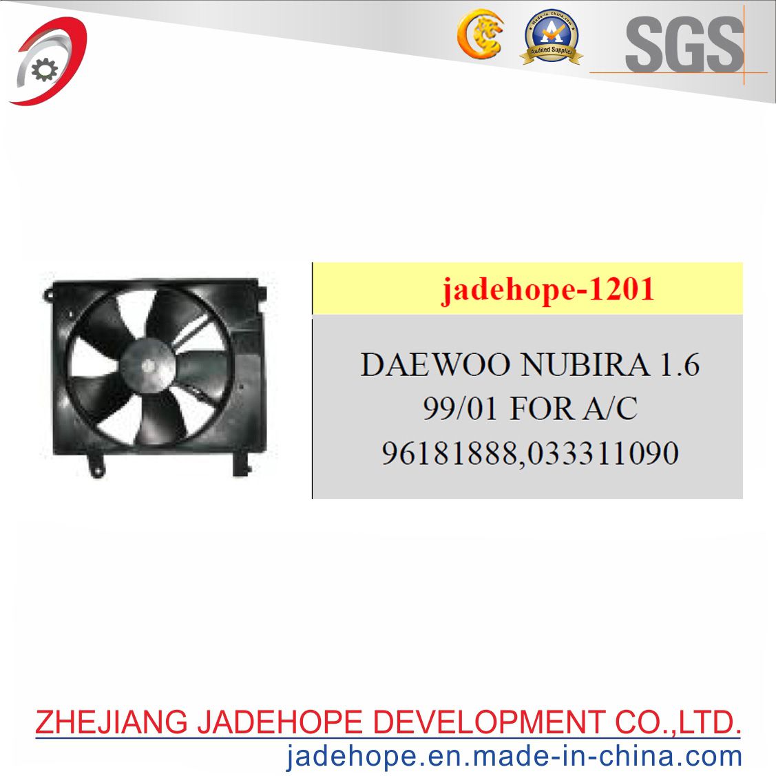 Electronic Cooling Fan Daewoo for The Auto Air-Conditioner
