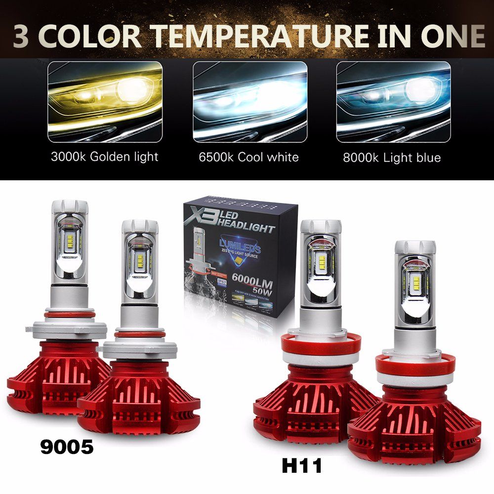 Auto Spare Parts Car 36W 8000lm Waterproof IP68 LED Car Light X3 Fanless LED Headlight H4